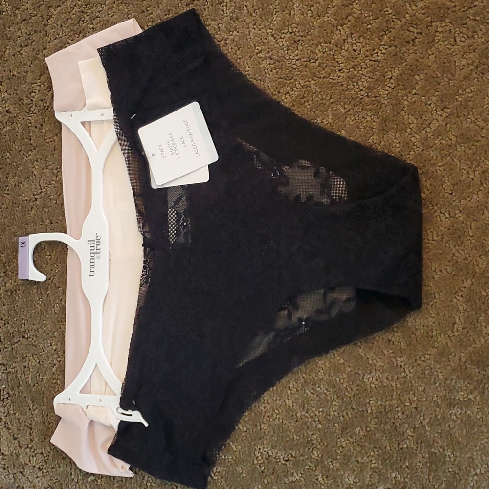 Womens Tranquil & True 3 pk Lace & Microfiber CHEEKY Panties Size 1X 2X 3X  NWT